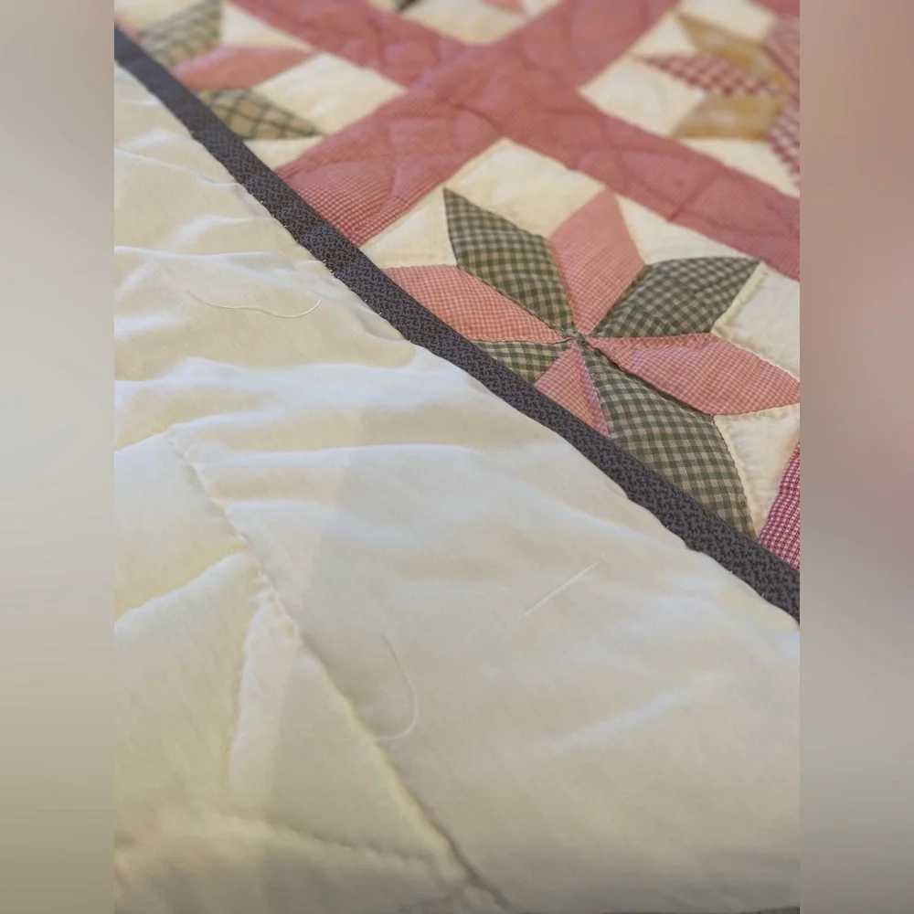 Patchwork Star Quilt - Multicolor 74”/69” Handmade Vintage 60’s